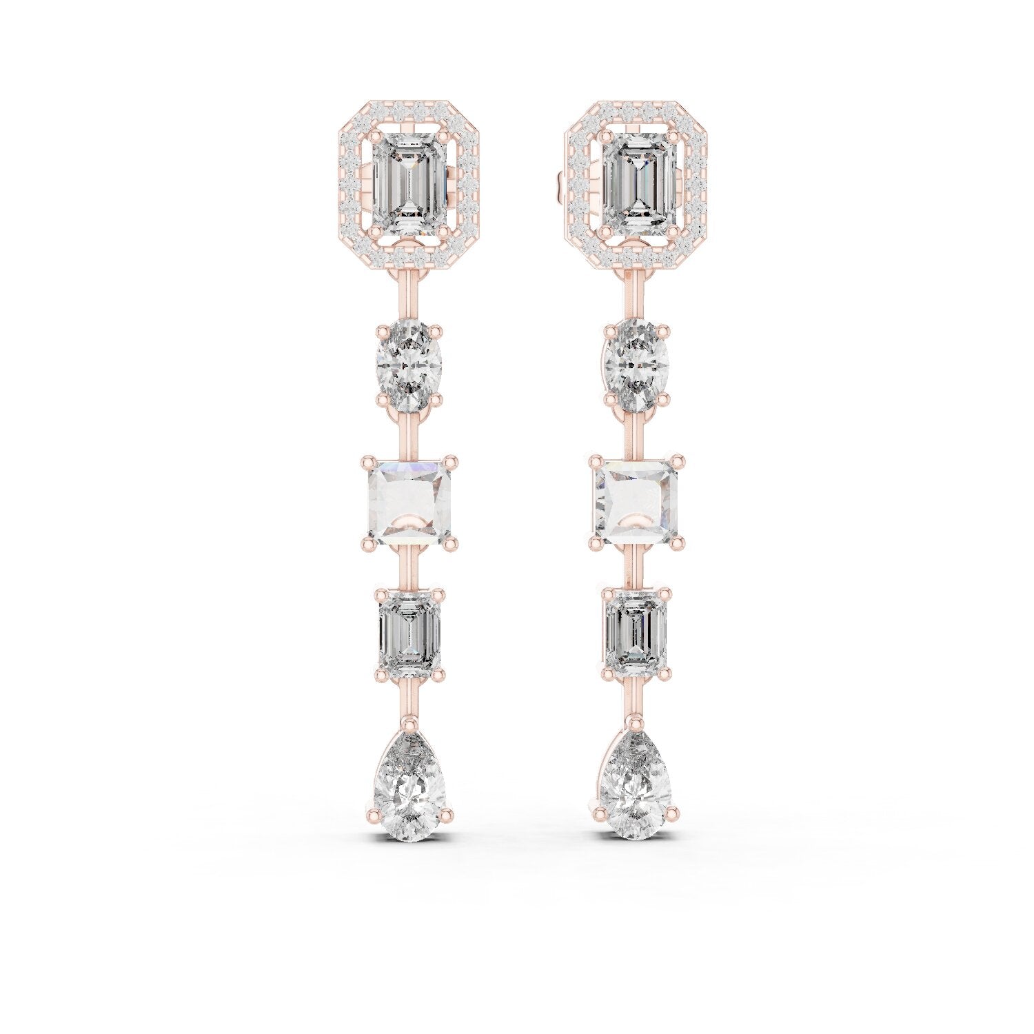 Mixed Shape Lab Grown Diamond Dangle Earrings