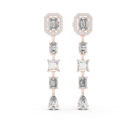 Mixed Shape Lab Grown Diamond Dangle Earrings