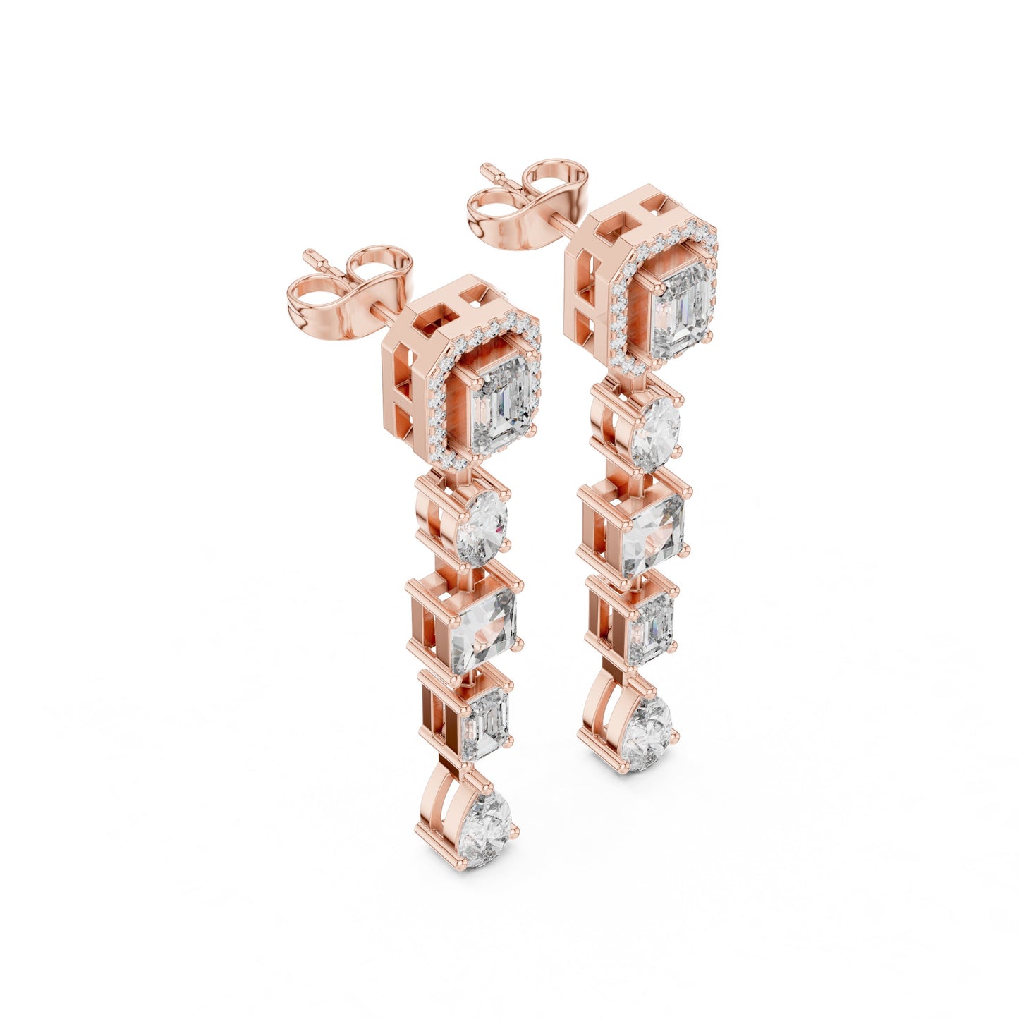 Mixed Shape Lab Grown Diamond Dangle Earrings