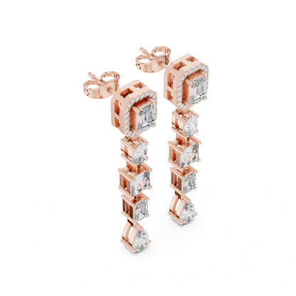 Mixed Shape Lab Grown Diamond Dangle Earrings