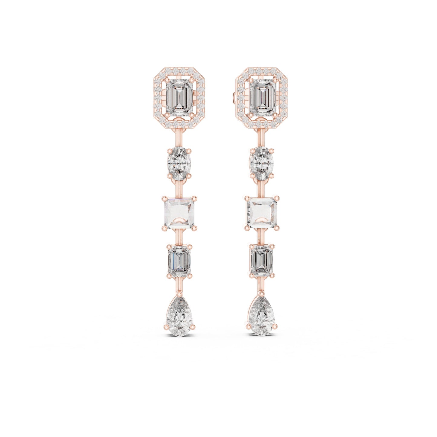 Mixed Shape Lab Grown Diamond Dangle Earrings