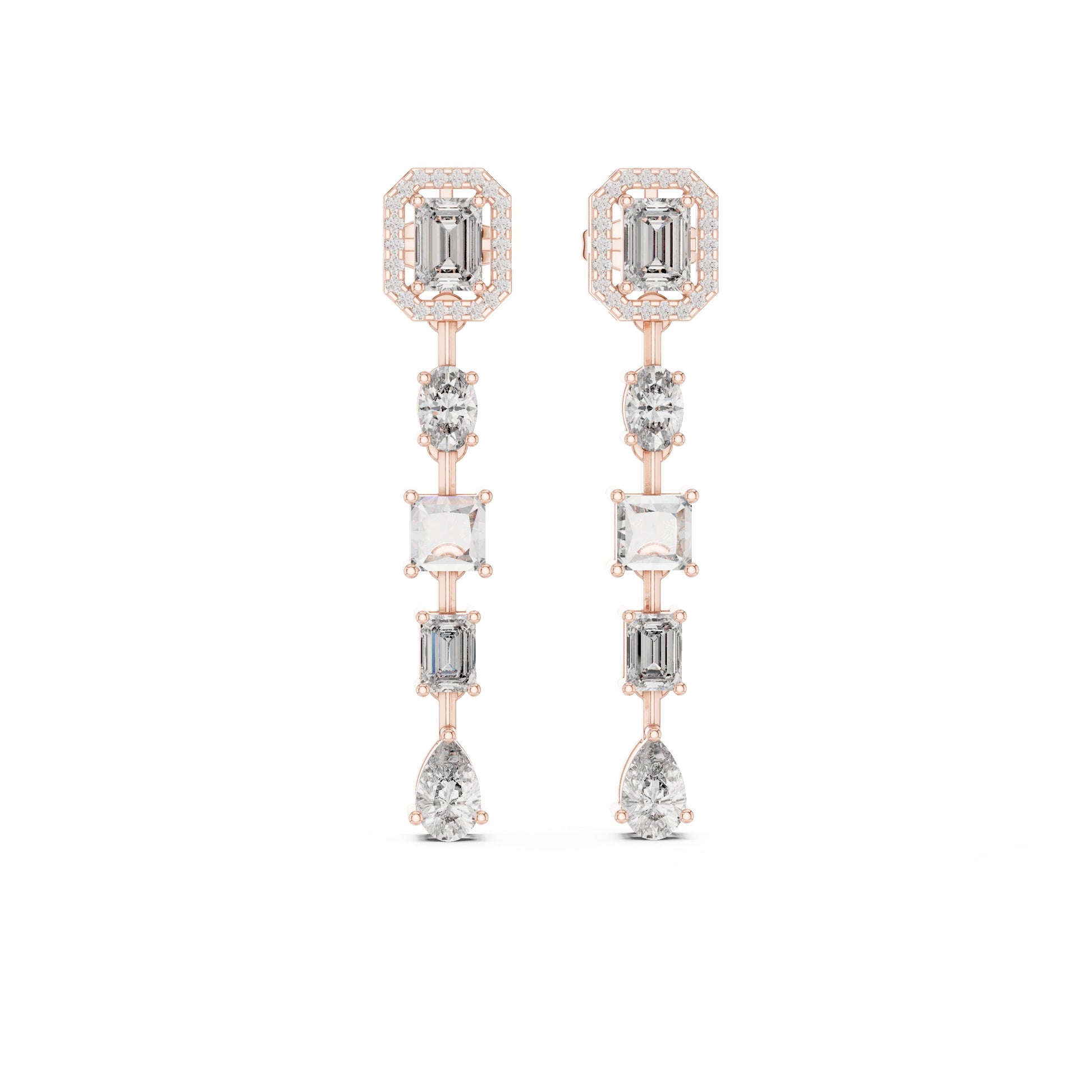Mixed Shape Lab Grown Diamond Dangle Earrings