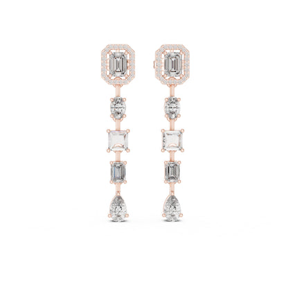 Mixed Shape Lab Grown Diamond Dangle Earrings