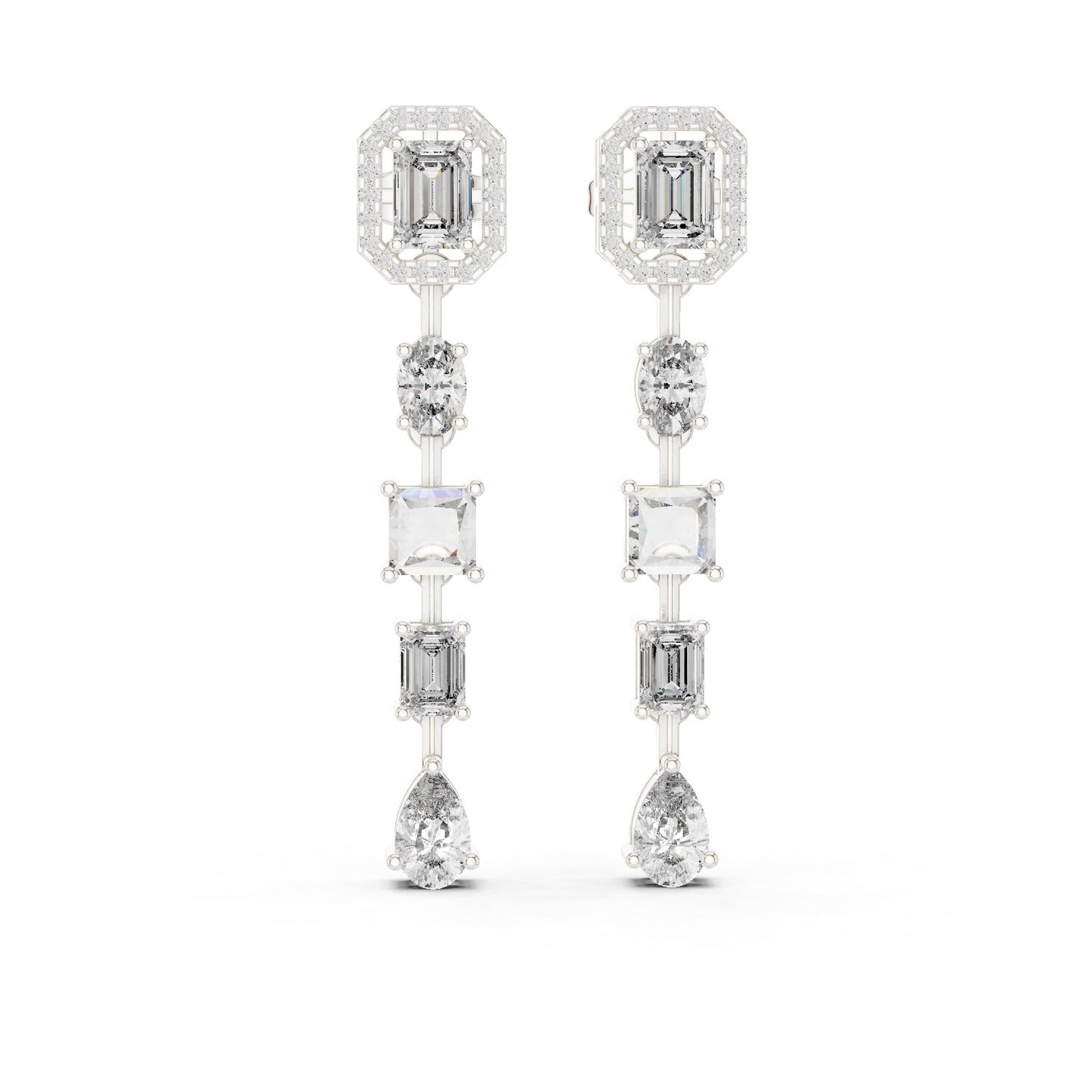 Mixed Shape Lab Grown Diamond Dangle Earrings