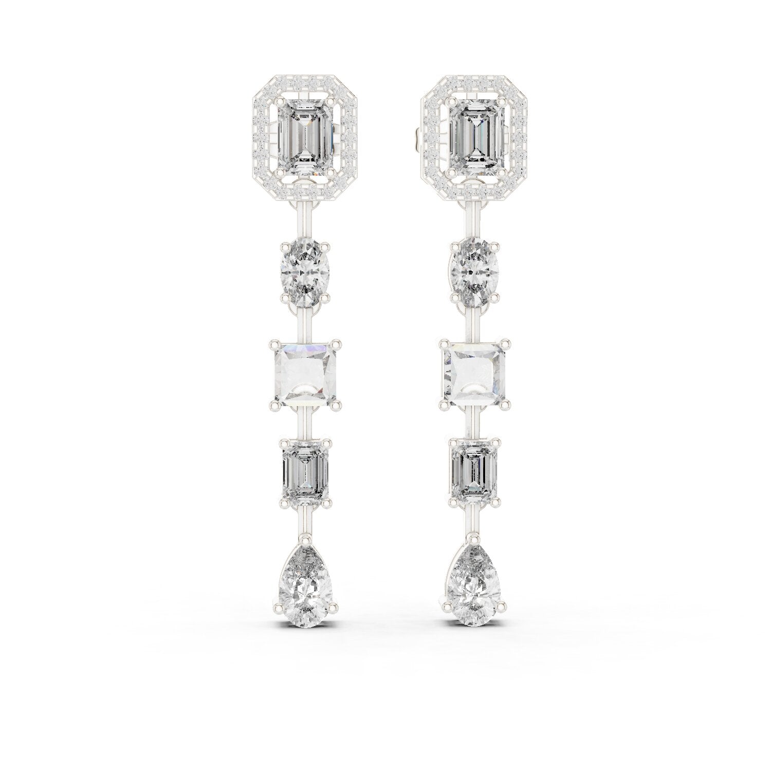 Mixed Shape Lab Grown Diamond Dangle Earrings