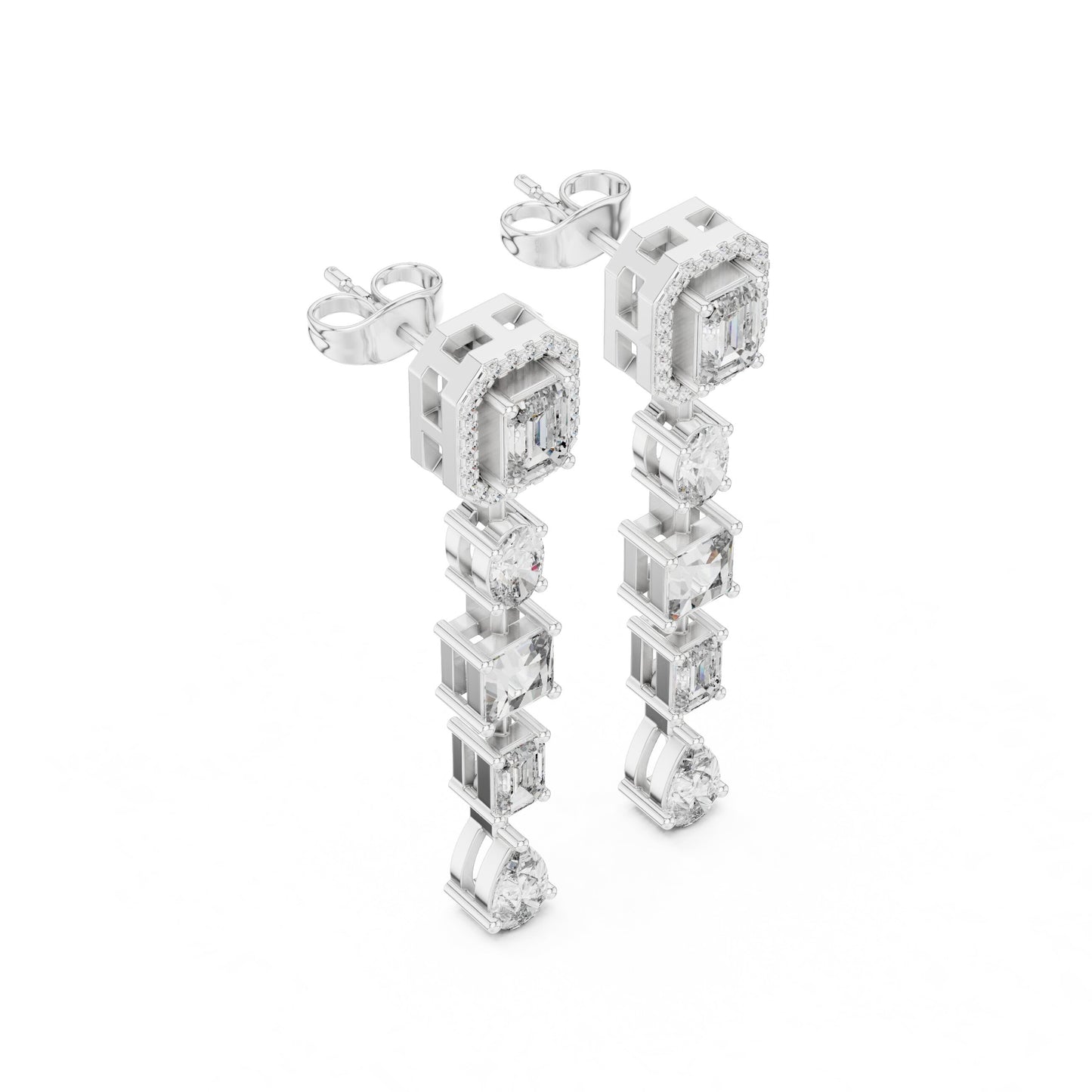 Mixed Shape Lab Grown Diamond Dangle Earrings