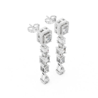 Mixed Shape Lab Grown Diamond Dangle Earrings