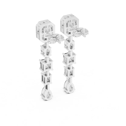Mixed Shape Lab Grown Diamond Dangle Earrings