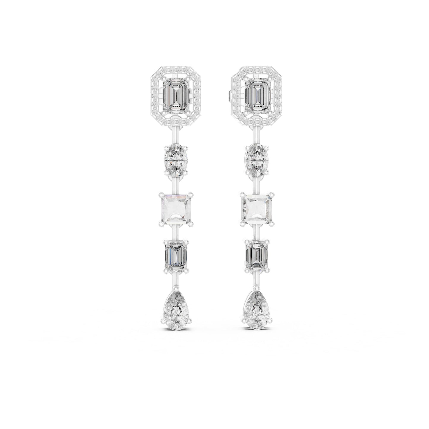 Mixed Shape Lab Grown Diamond Dangle Earrings