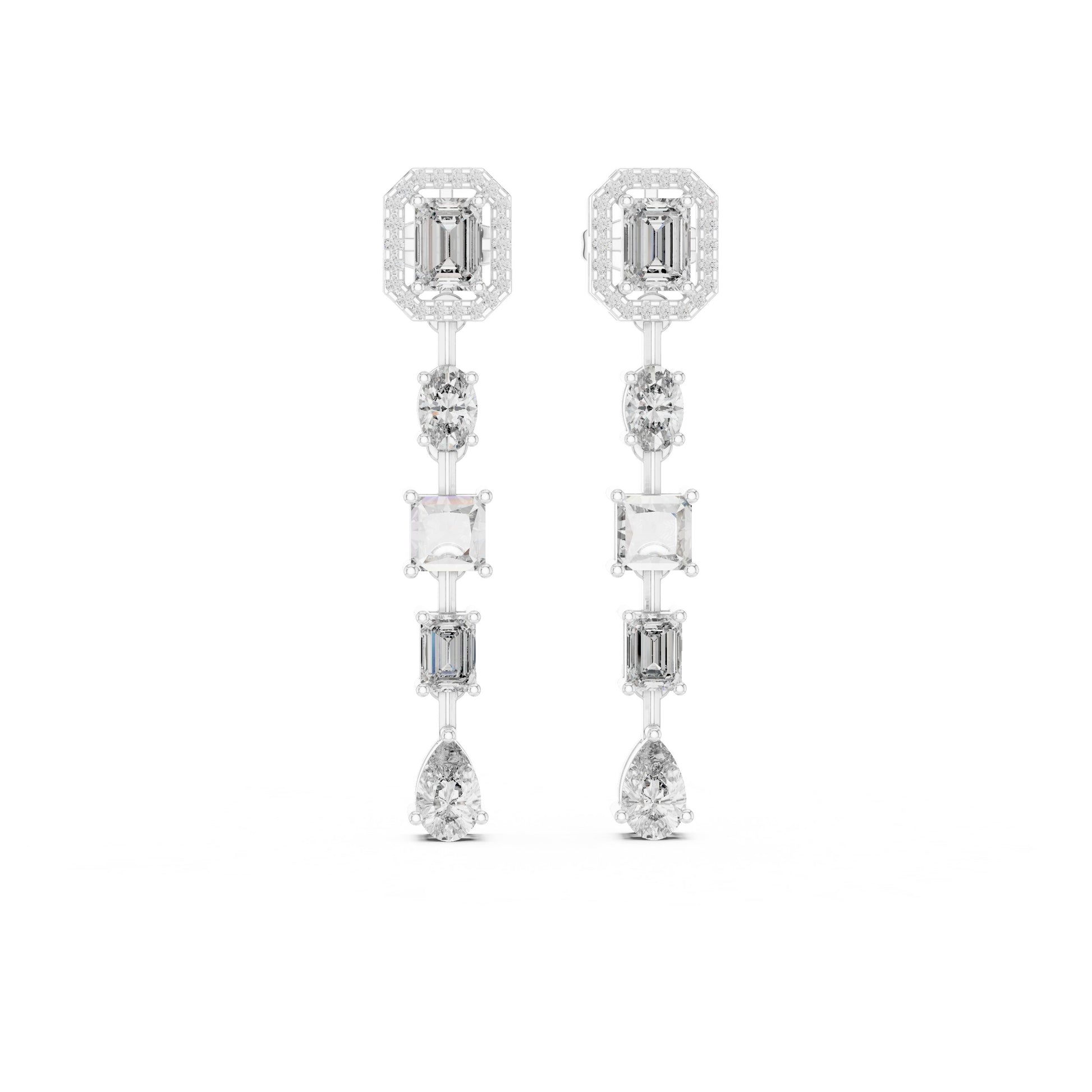 Mixed Shape Lab Grown Diamond Dangle Earrings