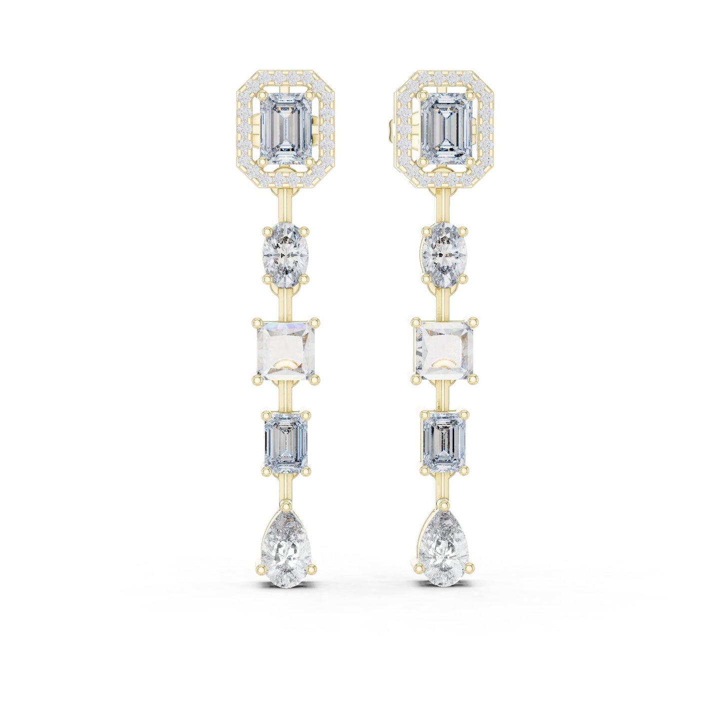 Mixed Shape Lab Grown Diamond Dangle Earrings