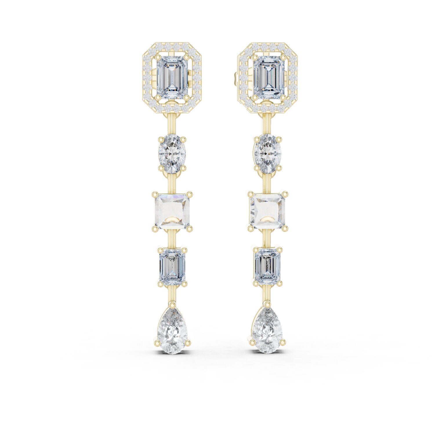 Mixed Shape Lab Grown Diamond Dangle Earrings