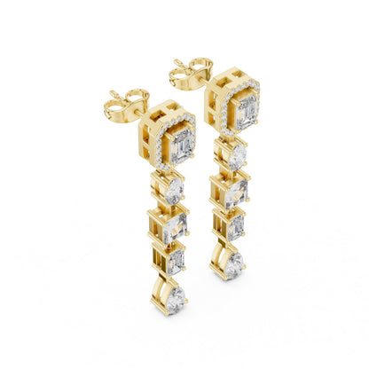 Mixed Shape Lab Grown Diamond Dangle Earrings