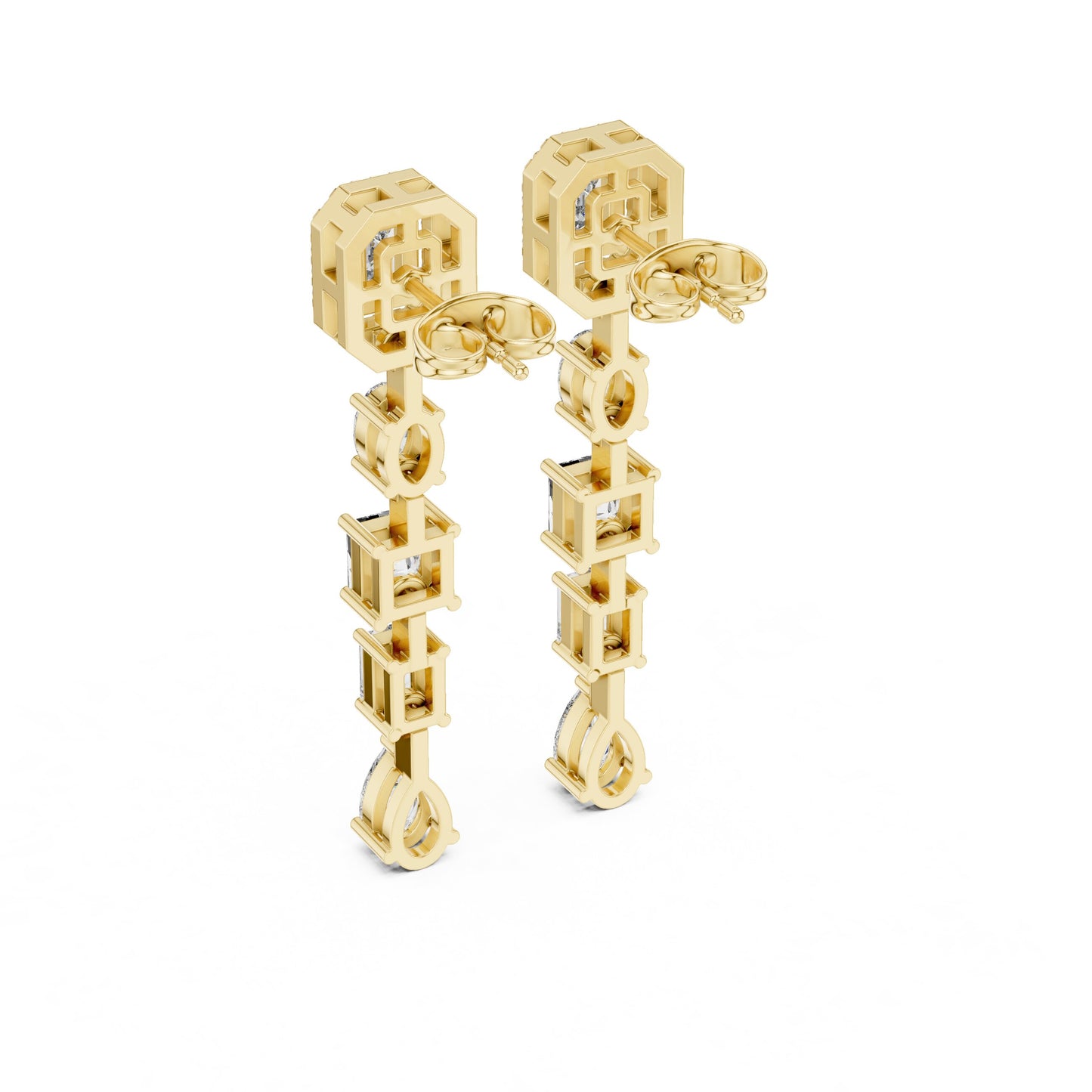 Mixed Shape Lab Grown Diamond Dangle Earrings