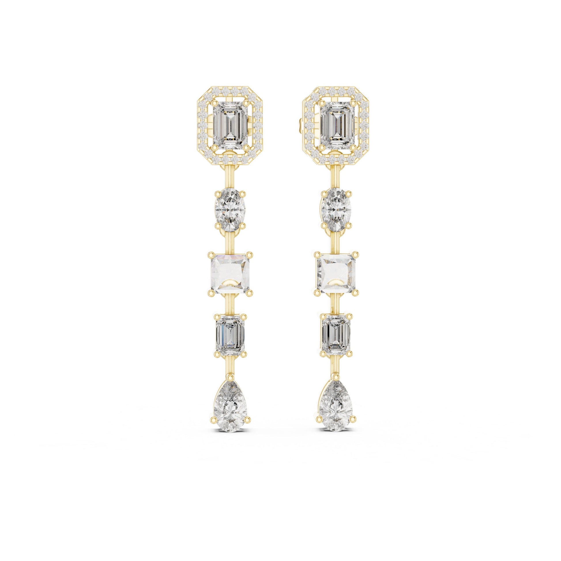 Mixed Shape Lab Grown Diamond Dangle Earrings