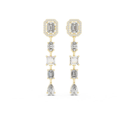 Mixed Shape Lab Grown Diamond Dangle Earrings