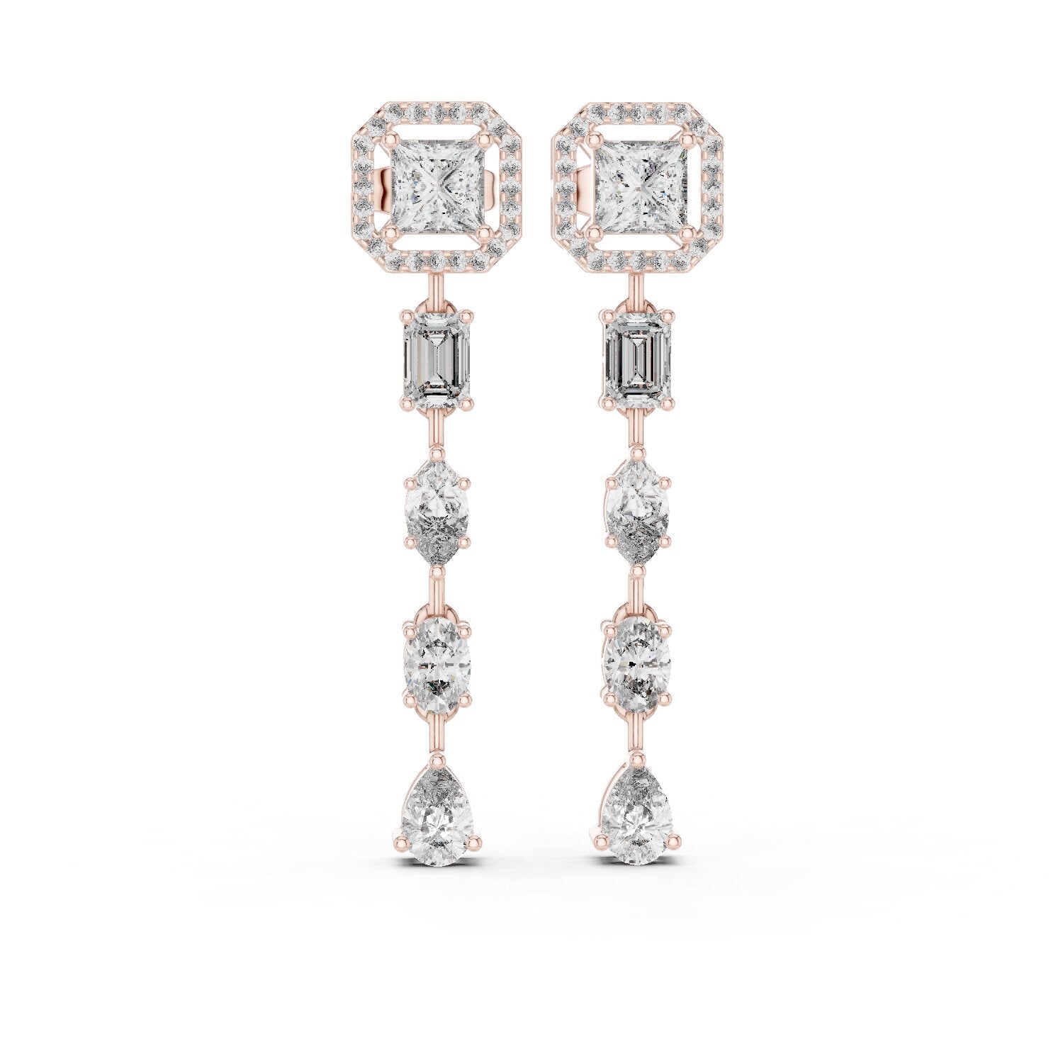 Mixed Shape Lab Grown Diamond Dangle Earrings
