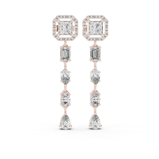 Mixed Shape Lab Grown Diamond Dangle Earrings