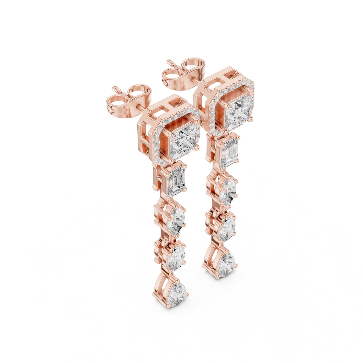 Mixed Shape Lab Grown Diamond Dangle Earrings