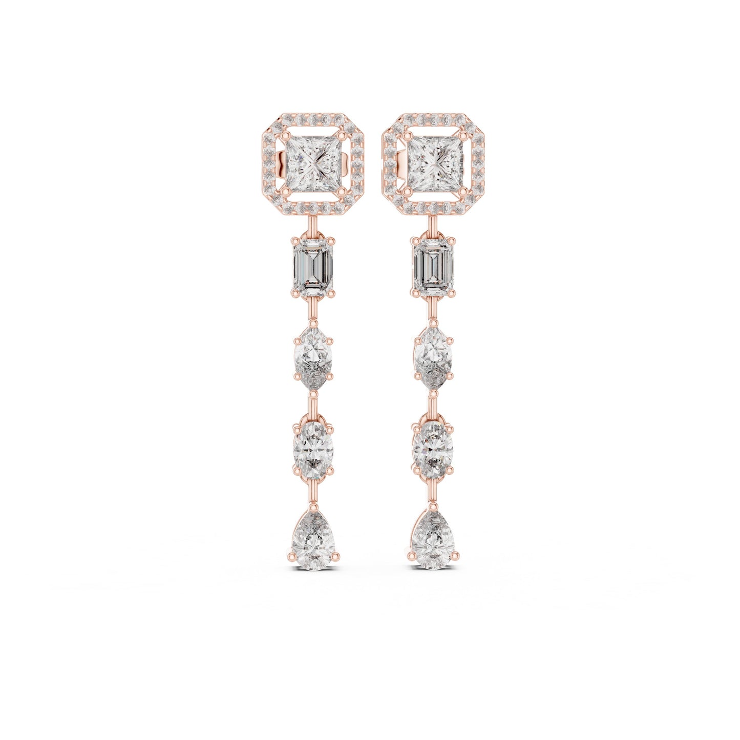 Mixed Shape Lab Grown Diamond Dangle Earrings