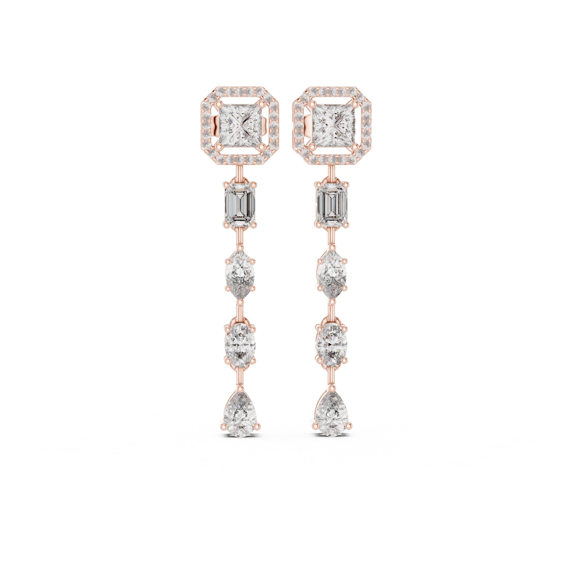 Mixed Shape Lab Grown Diamond Dangle Earrings