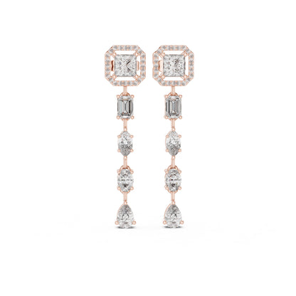 Mixed Shape Lab Grown Diamond Dangle Earrings
