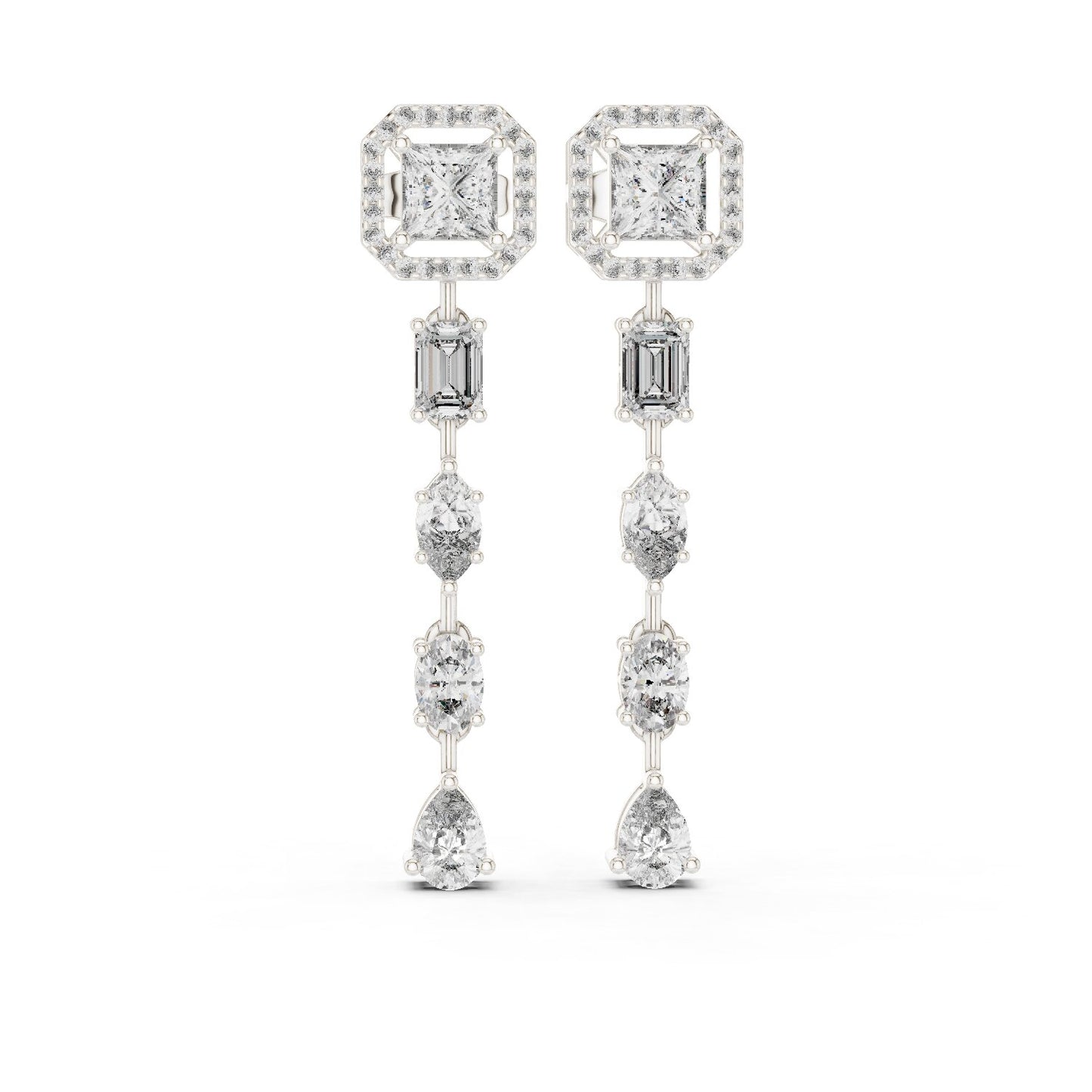 Mixed Shape Lab Grown Diamond Dangle Earrings
