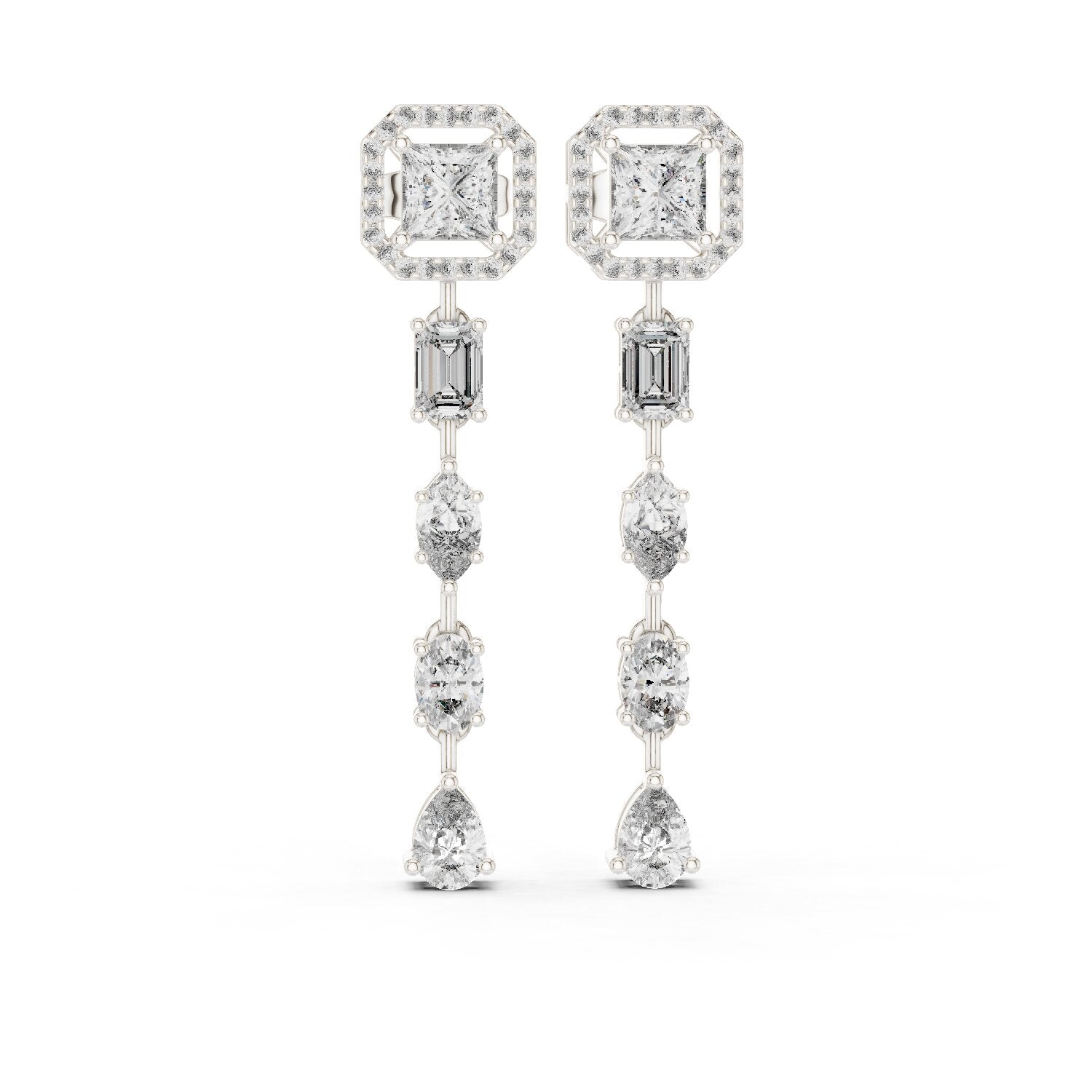 Mixed Shape Lab Grown Diamond Dangle Earrings