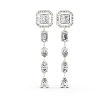 Mixed Shape Lab Grown Diamond Dangle Earrings