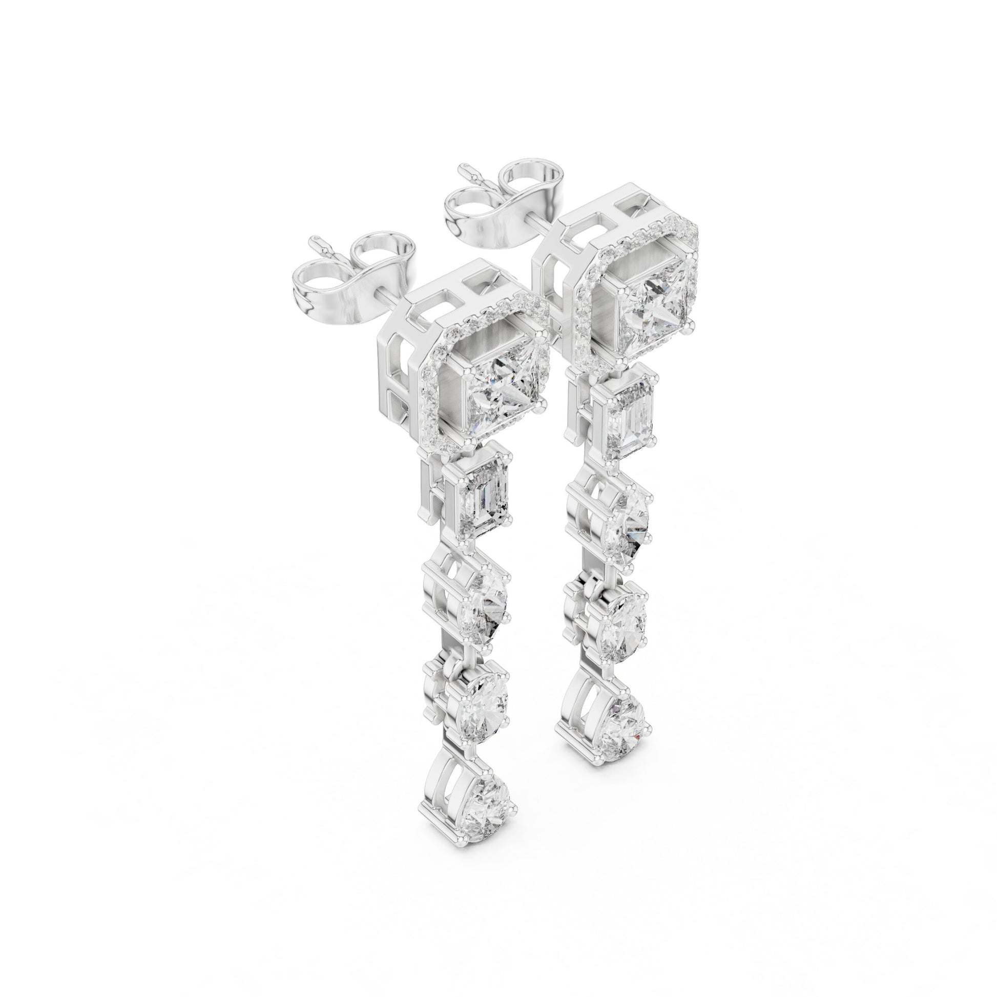 Mixed Shape Lab Grown Diamond Dangle Earrings
