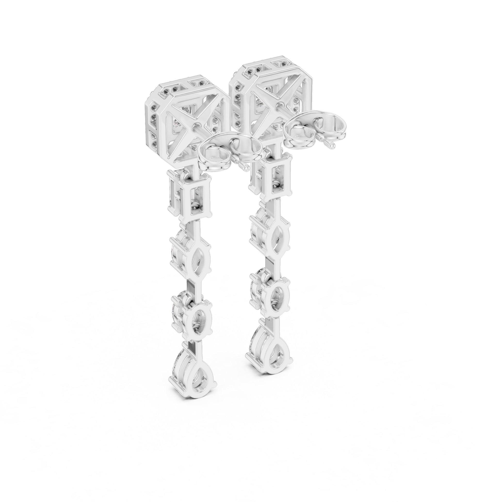 Mixed Shape Lab Grown Diamond Dangle Earrings