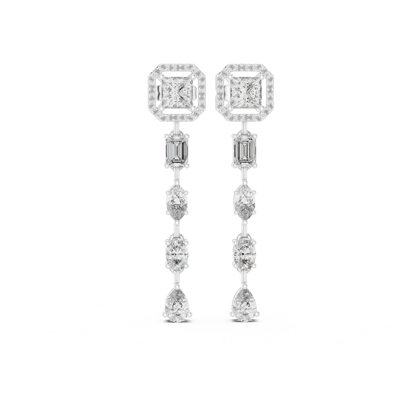 Mixed Shape Lab Grown Diamond Dangle Earrings