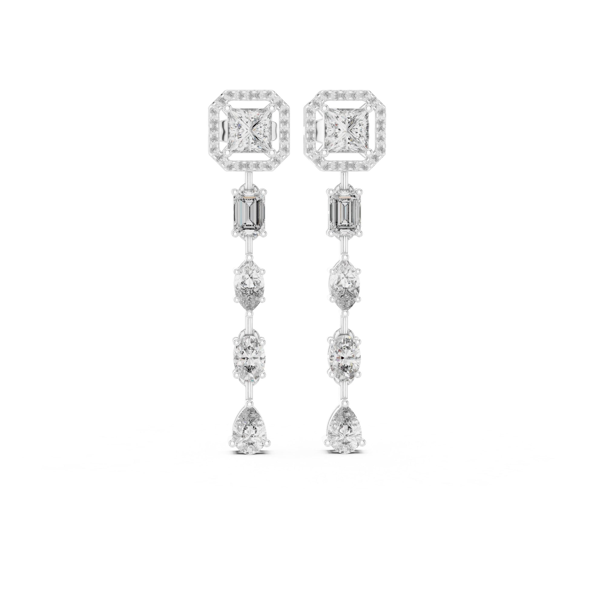 Mixed Shape Lab Grown Diamond Dangle Earrings