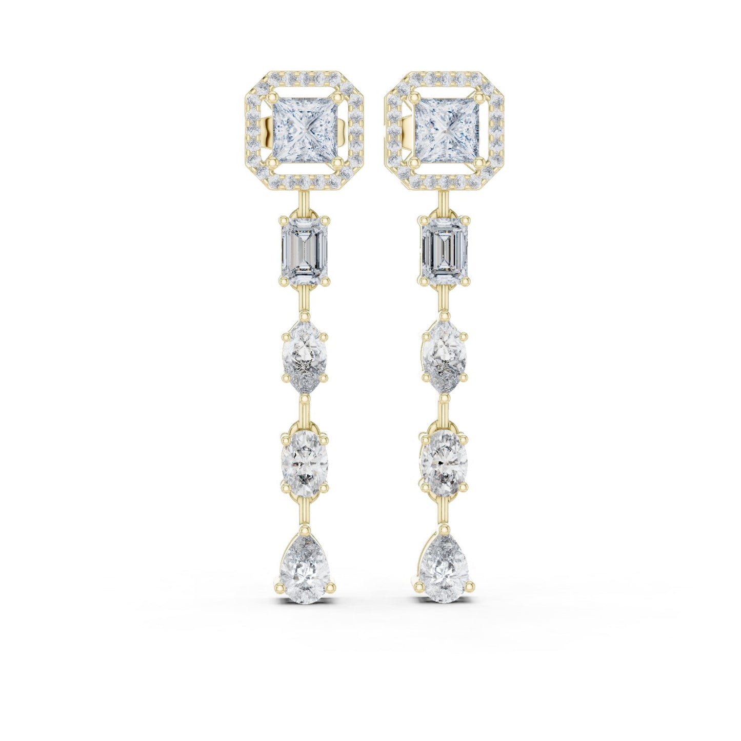 Mixed Shape Lab Grown Diamond Dangle Earrings