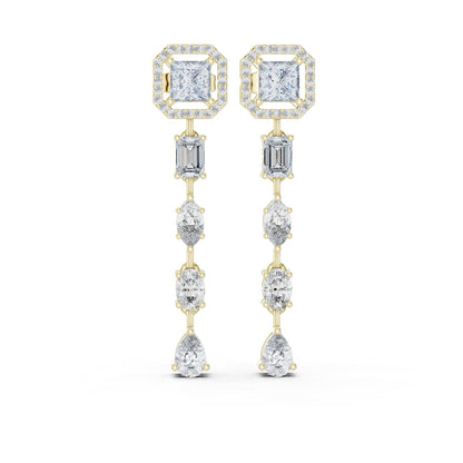 Mixed Shape Lab Grown Diamond Dangle Earrings