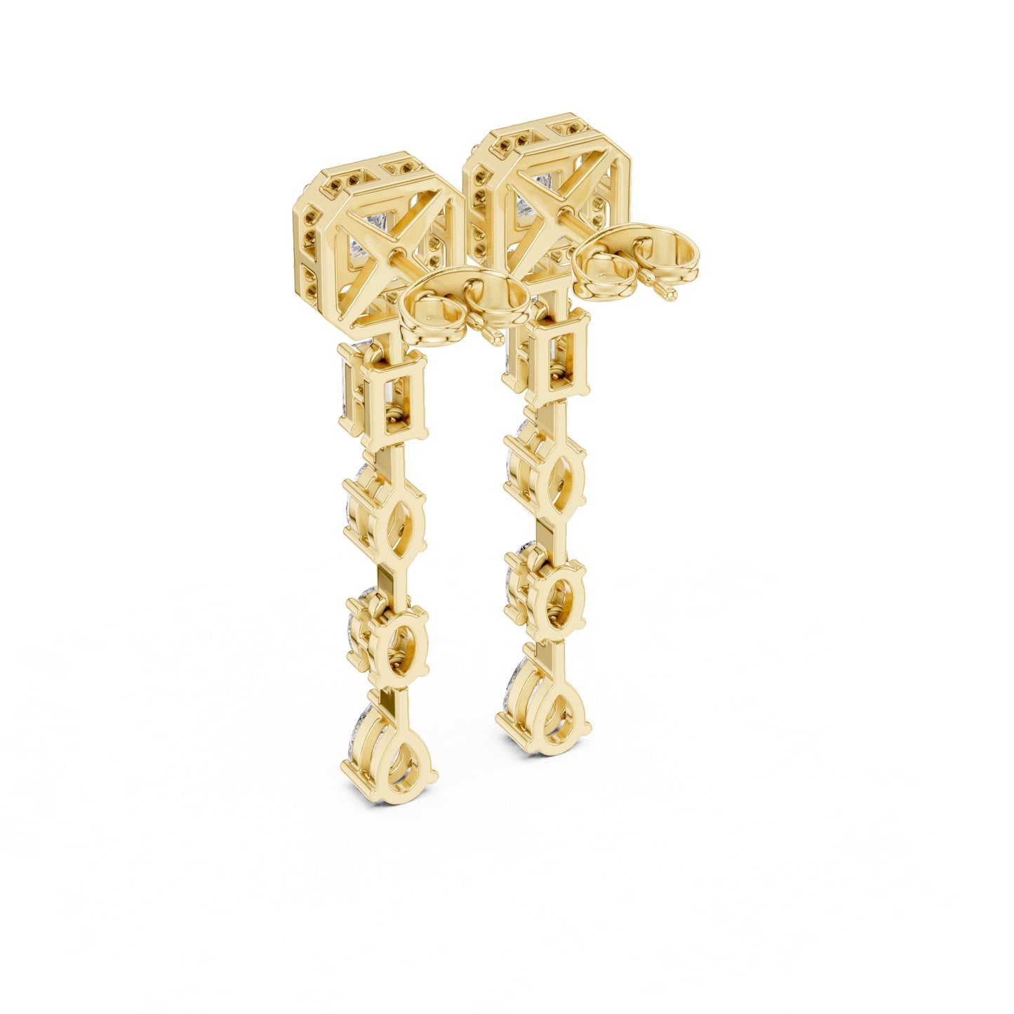 Mixed Shape Lab Grown Diamond Dangle Earrings