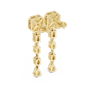 Mixed Shape Lab Grown Diamond Dangle Earrings