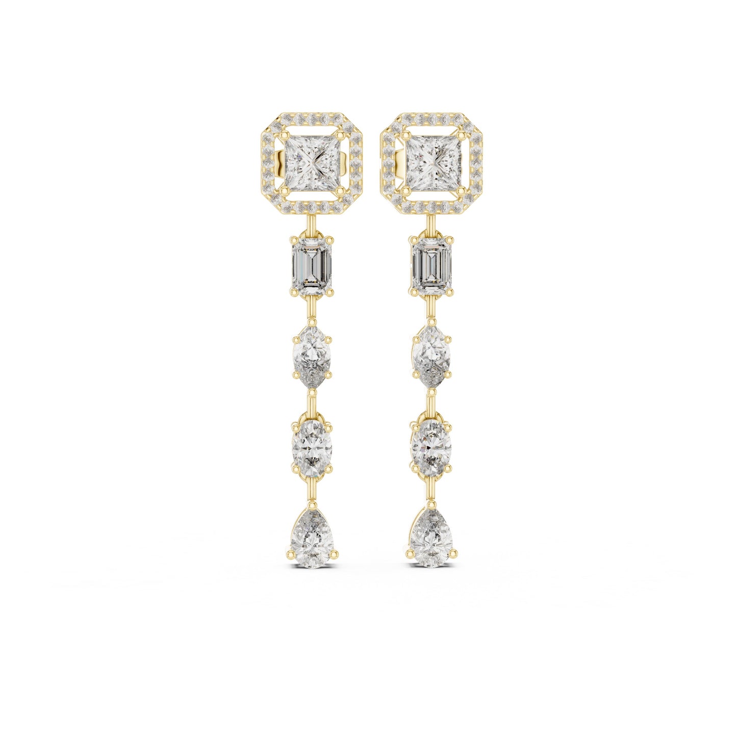 Mixed Shape Lab Grown Diamond Dangle Earrings