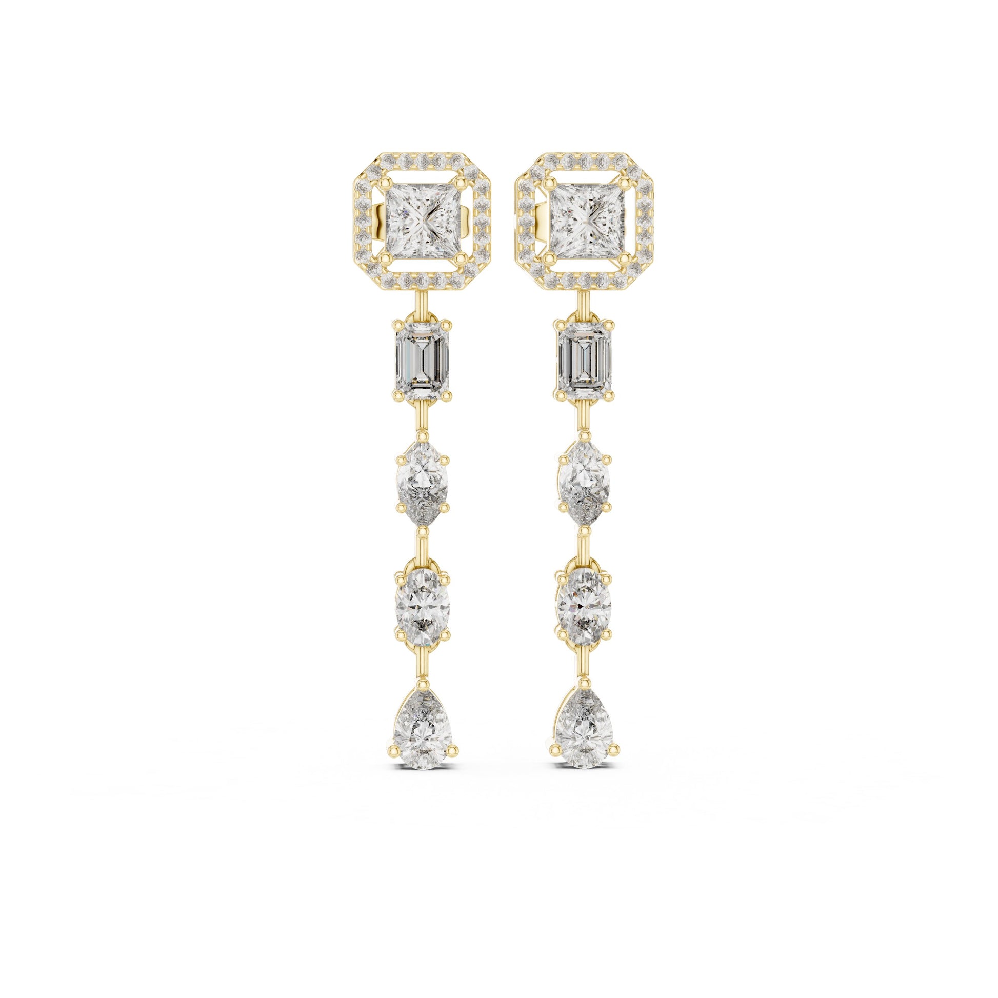 Mixed Shape Lab Grown Diamond Dangle Earrings