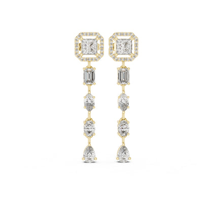 Mixed Shape Lab Grown Diamond Dangle Earrings