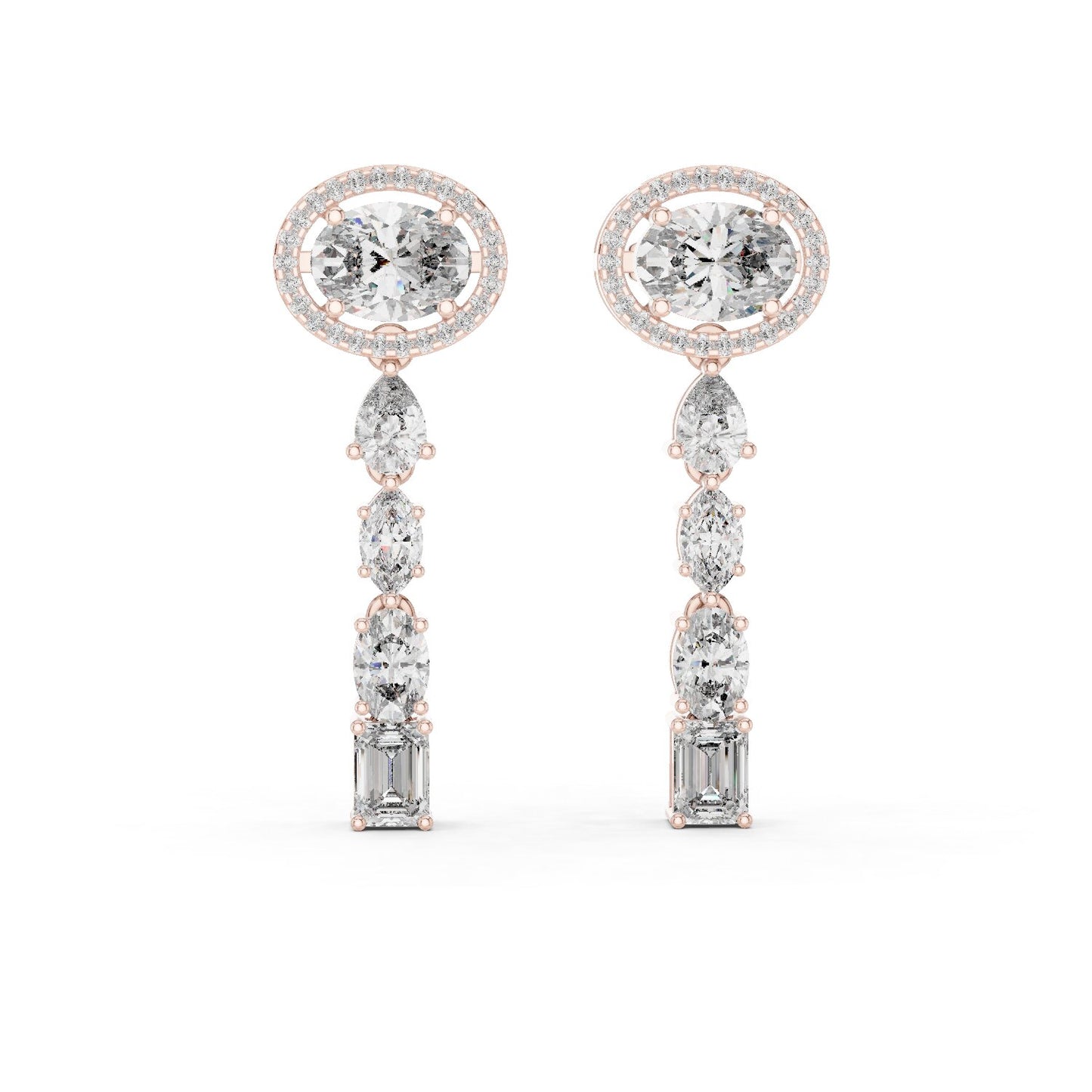 Mixed Shape Lab Grown Diamond Dangle Earrings