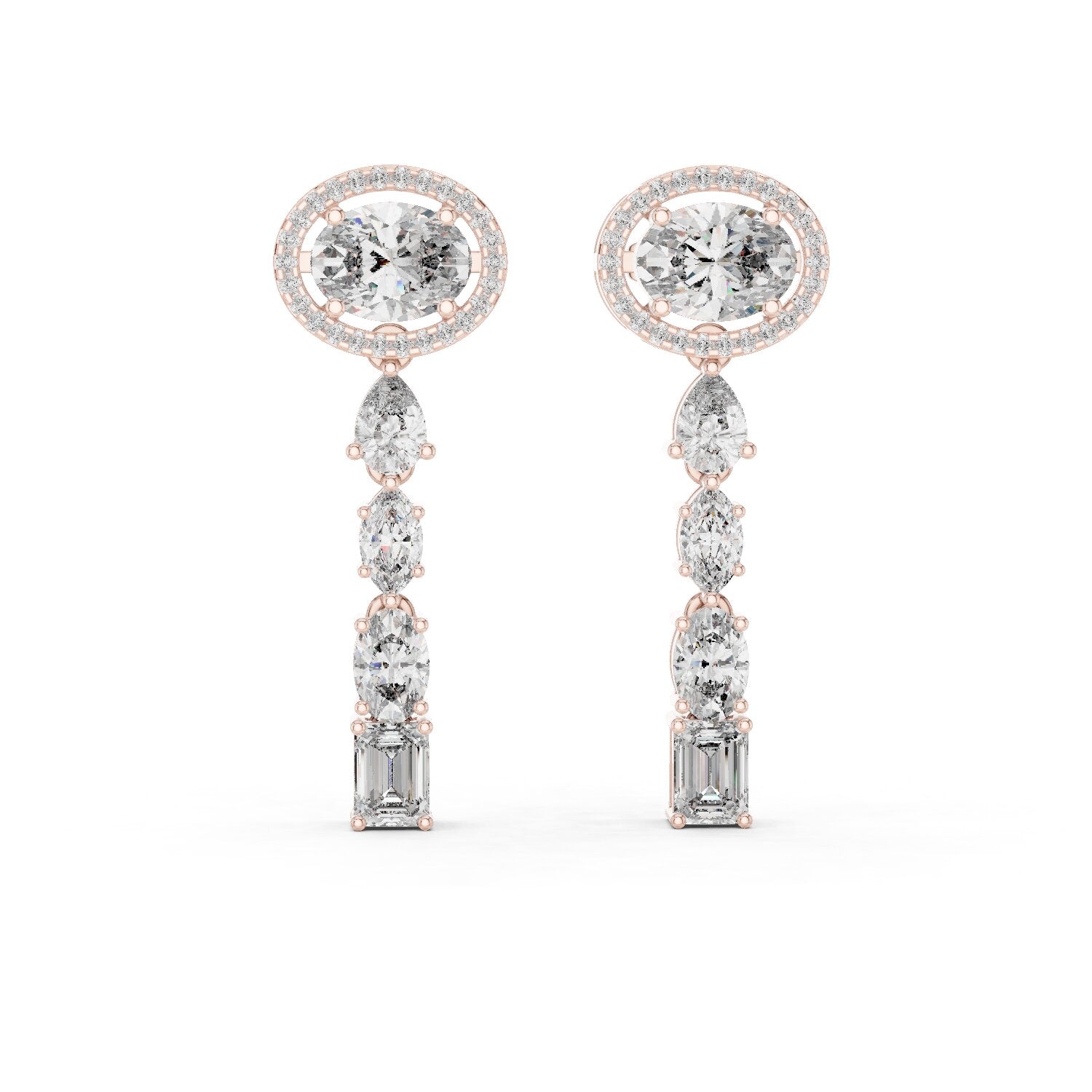 Mixed Shape Lab Grown Diamond Dangle Earrings