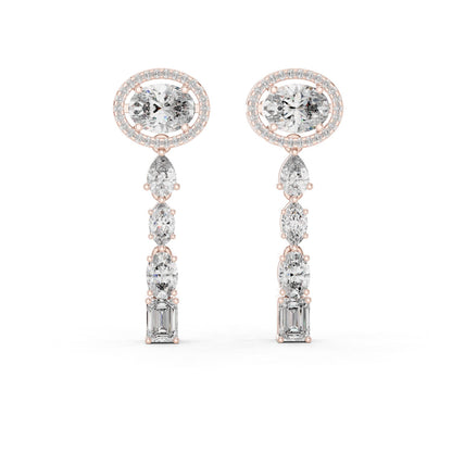 Mixed Shape Lab Grown Diamond Dangle Earrings