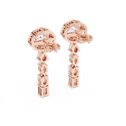 Mixed Shape Lab Grown Diamond Dangle Earrings