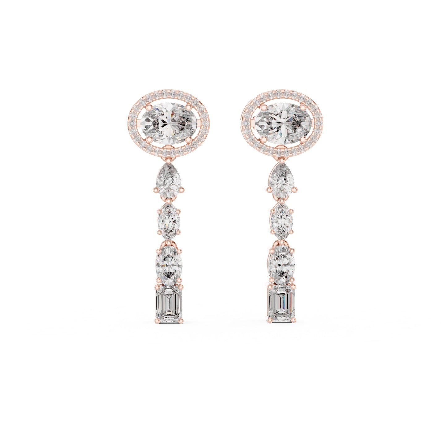 Mixed Shape Lab Grown Diamond Dangle Earrings
