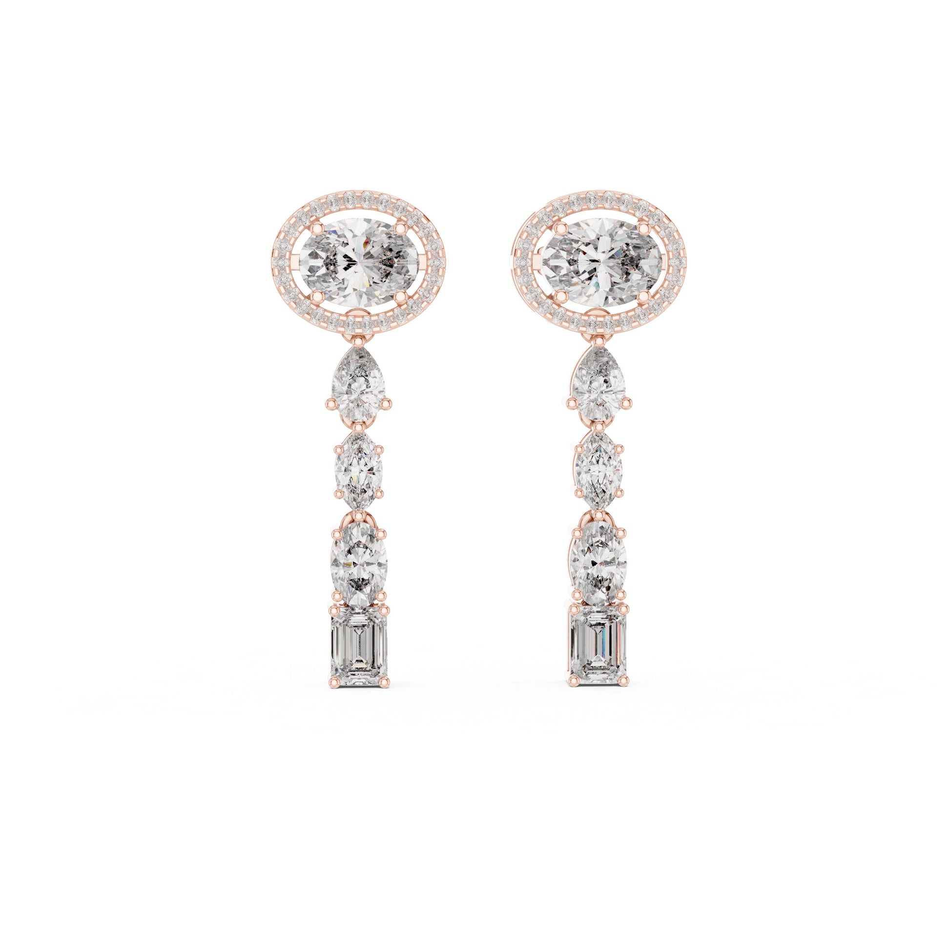 Mixed Shape Lab Grown Diamond Dangle Earrings