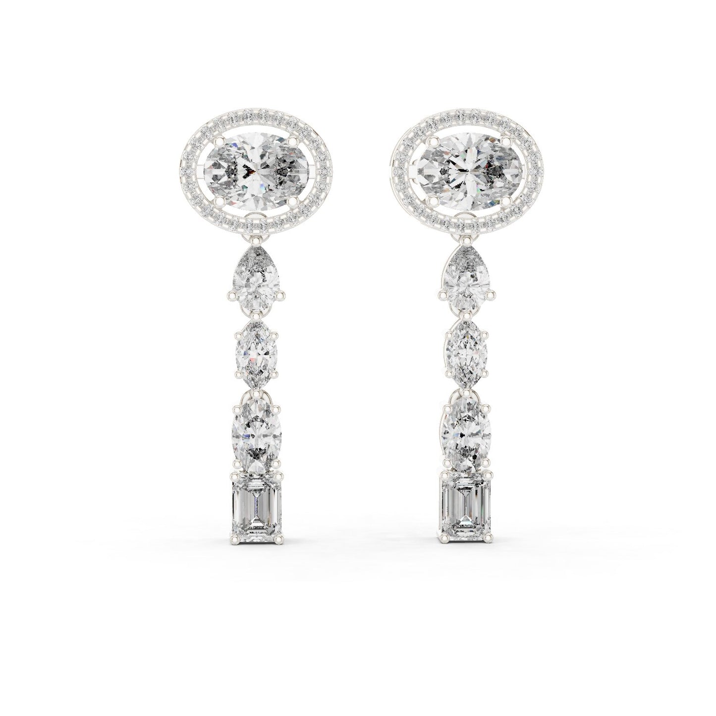 Mixed Shape Lab Grown Diamond Dangle Earrings