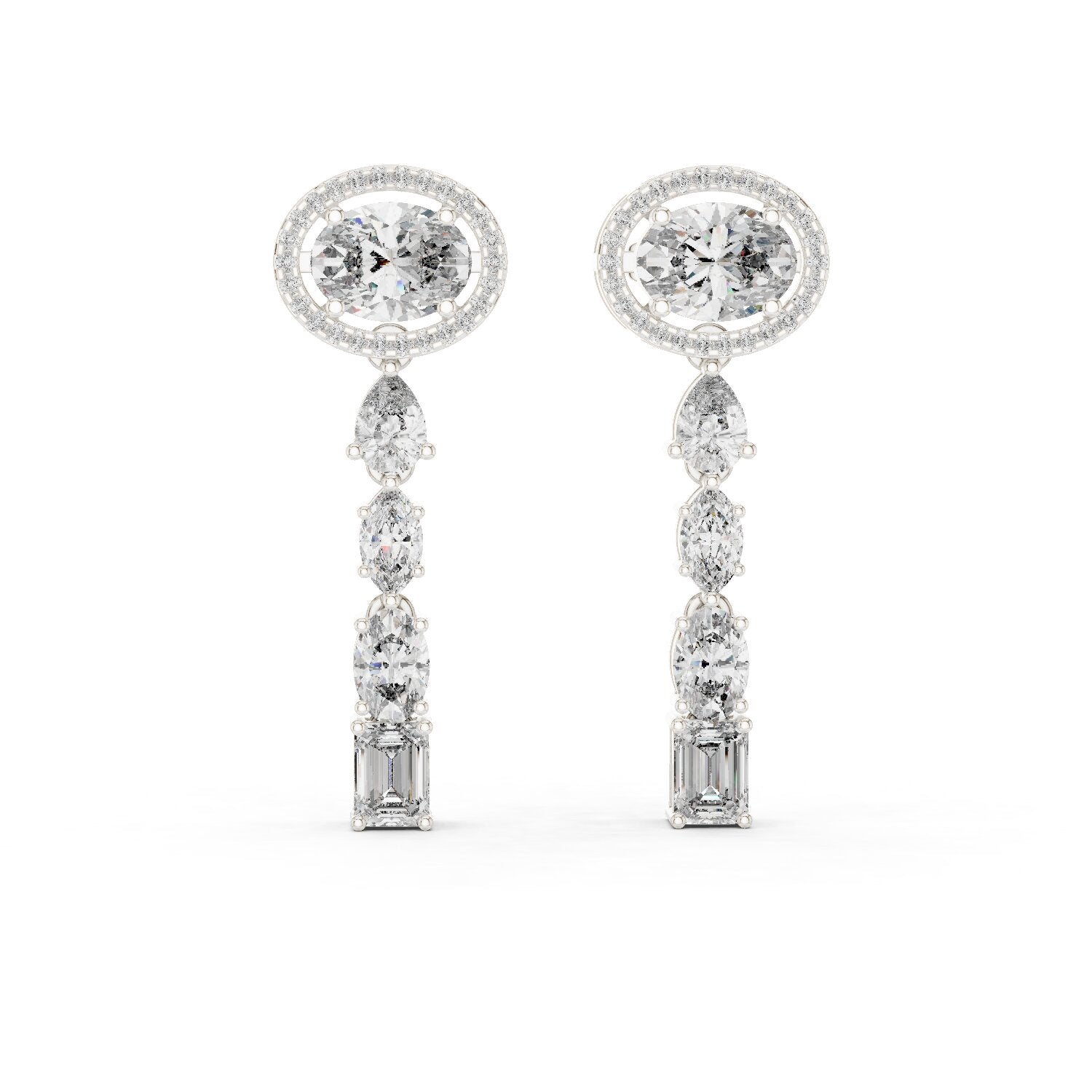 Mixed Shape Lab Grown Diamond Dangle Earrings