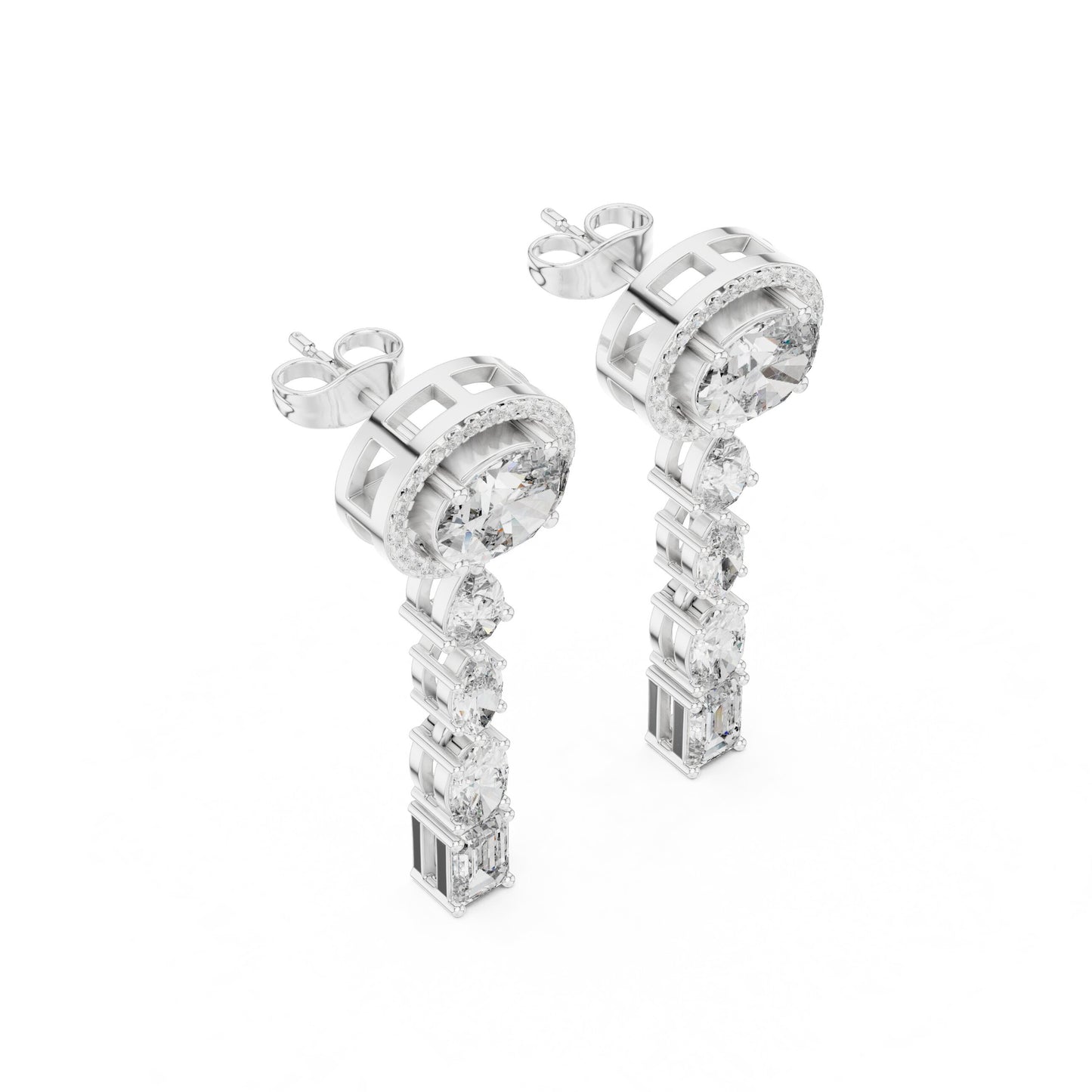 Mixed Shape Lab Grown Diamond Dangle Earrings