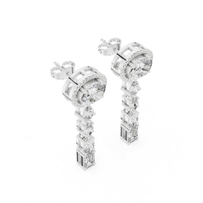 Mixed Shape Lab Grown Diamond Dangle Earrings